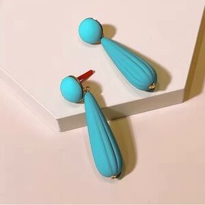 Long Elegant Turquoise Drop Earrings Big Statement Casual Formal Blue Summer